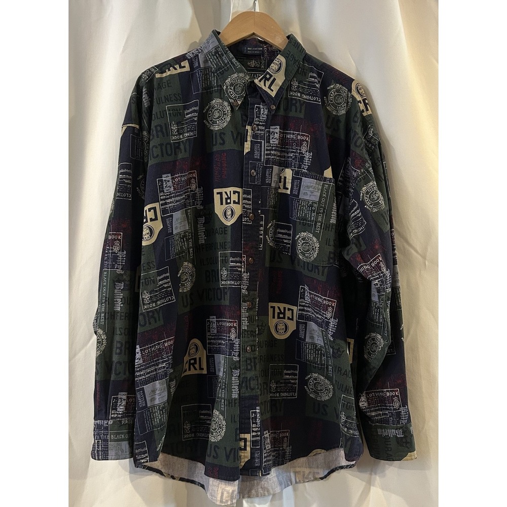 Vintage Polo Ralph Lauren Shirt Mens Button Down Shirt‎ Artsy w/CRL  XL
